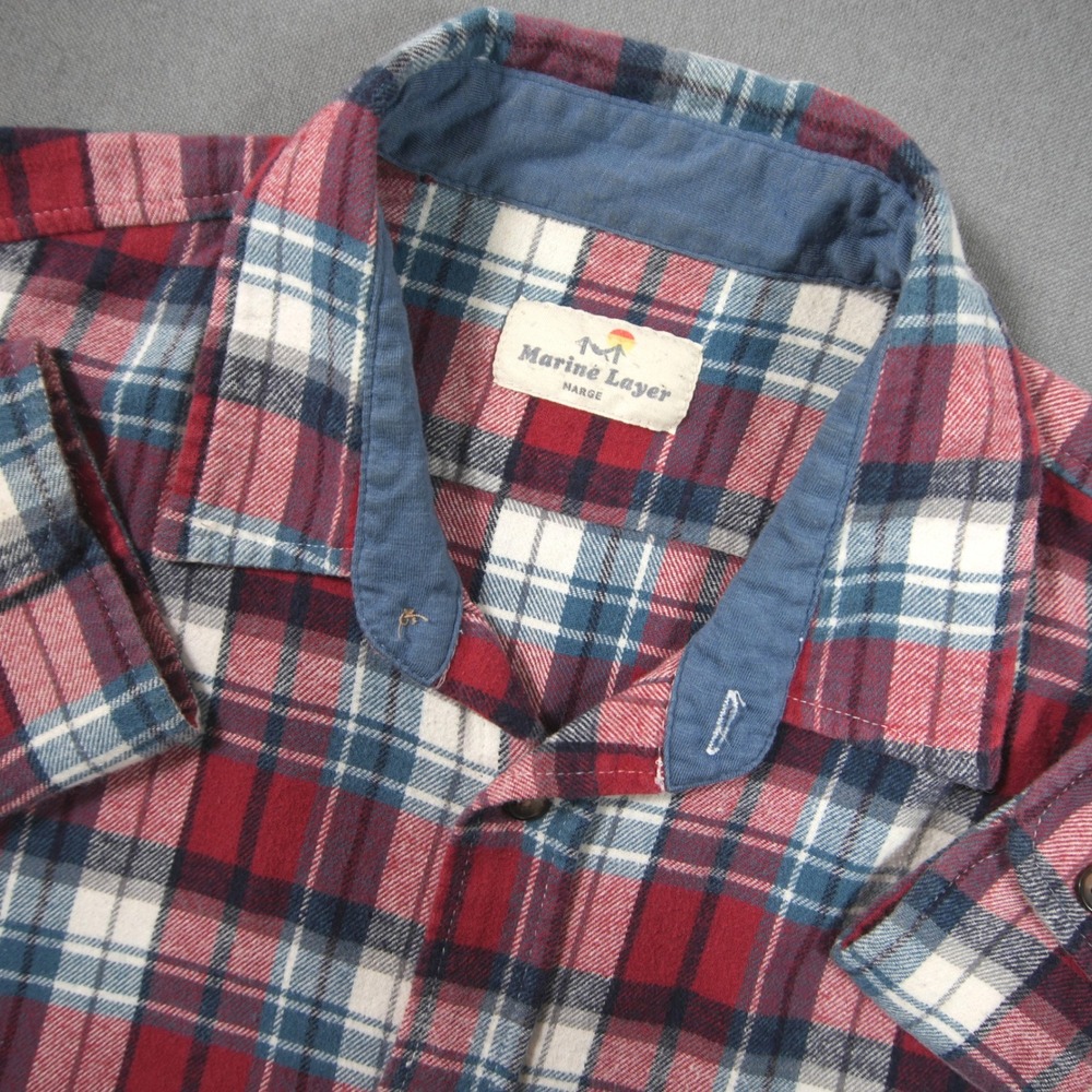 Marine Layer Plaid Flannel Men Shirt Marge Cabin Retro Coastal Academia Outdoor